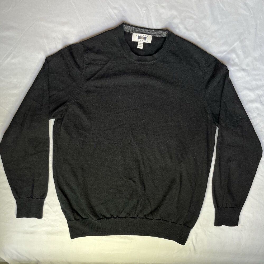 Joseph Aboud 100% Fine Merino Wool Sweater Size XL Black Crew Neck